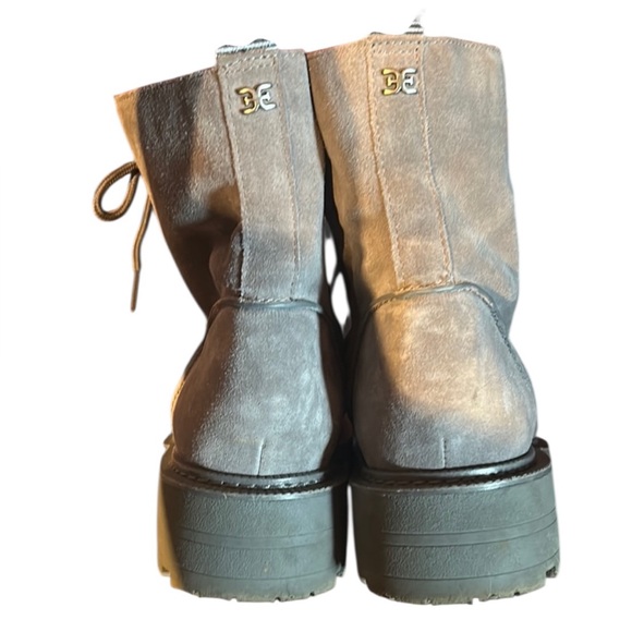 Sam Edelman Leather Gray combat boots EU39 lace up front side zipper women’s 8-9 - Picture 3 of 11